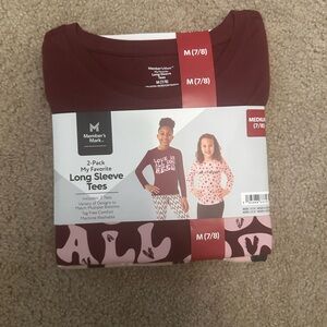 Member’s Mark Girls Long Sleeve Tops 2-Pack – Size M (7/8) – NWT